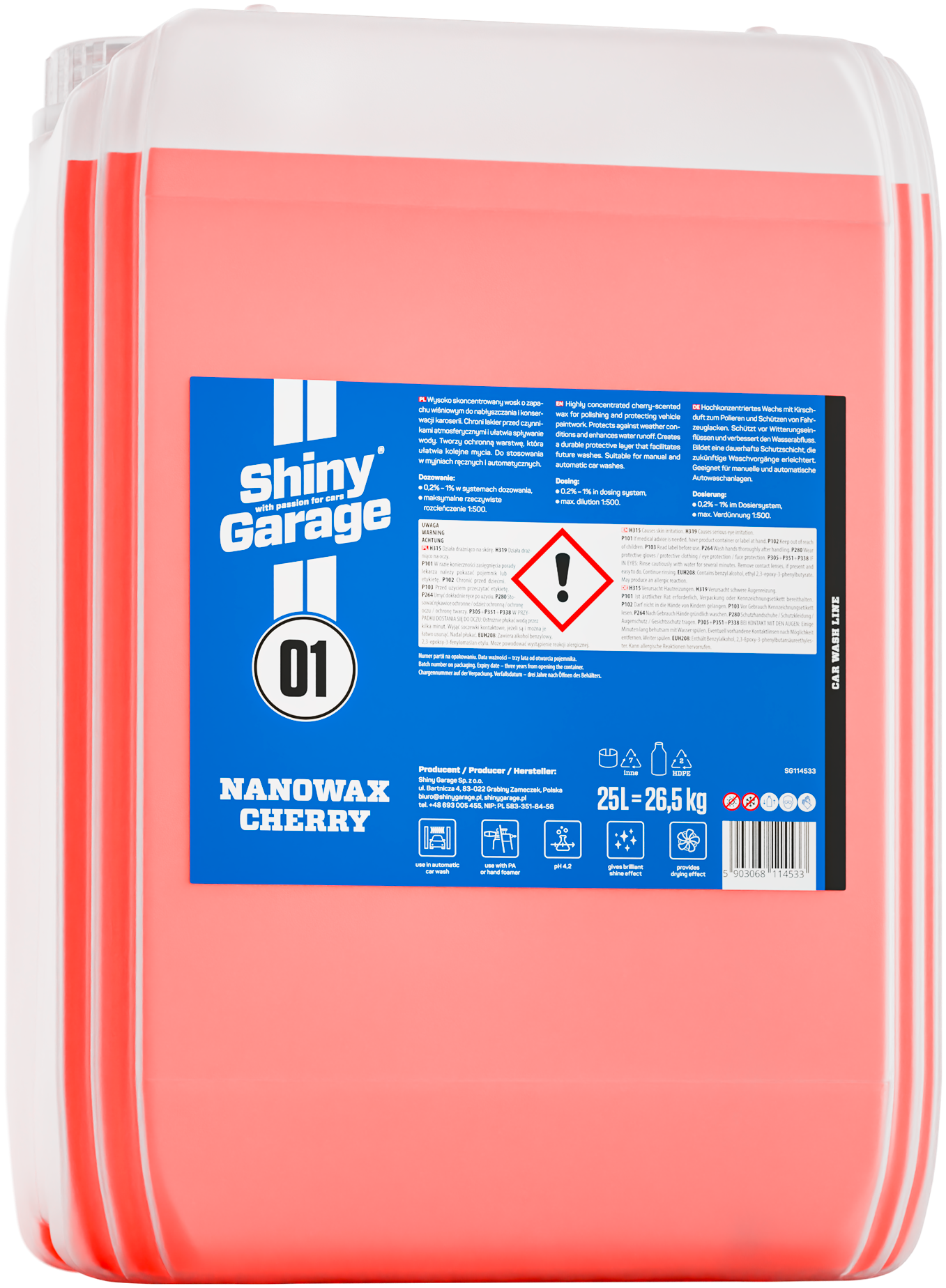 Shiny Garage Nano Wax Cherry – Nano vosak za brzo sušenje, sjaj i zaštitu automobila 25L