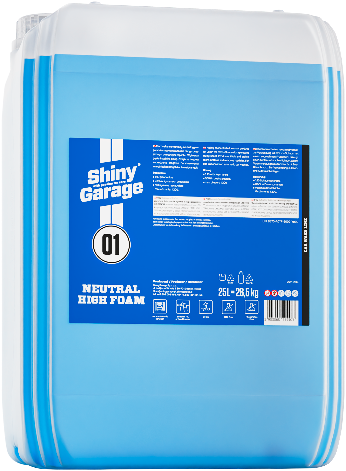 Car Wash Line Neutral High Foam Shiny Garage - Neutralna aktivna pena 25L